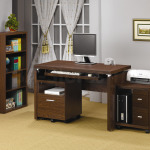 Furniture,Enthralling Gray Wall Paint Design Office Space Online With Exquisite Dark Brown Bamboo Desk And Adorable Dark Brown Wheels Storage On Combined Soft Yellow Great Rug Also Nice Open Book Shelves,Modern Design Office Space Online
