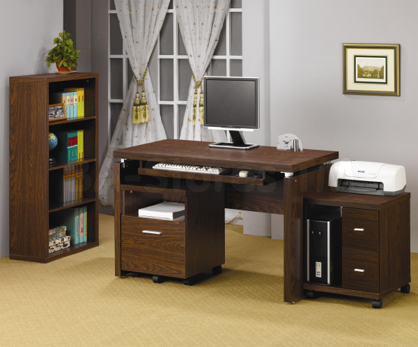 Furniture,Enthralling Gray Wall Paint Design Office Space Online With Exquisite Dark Brown Bamboo Desk And Adorable Dark Brown Wheels Storage On Combined Soft Yellow Great Rug Also Nice Open Book Shelves,Modern Design Office Space Online