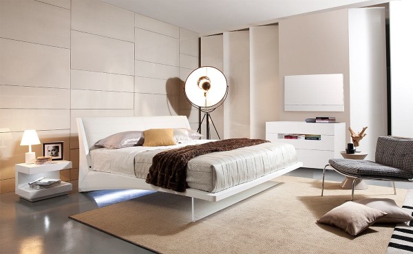 Bedroom,Wonderful Floating Bed Design Ideas With Style Platform Bed On Combined LED Light On The Bottom And Charming Transparent Acrylic Leg Frame Also Soft Padded ECO Leather Headboard ,Pleasured Floating Bed Ideas