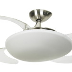 Furniture,Gorgeous Retractable Blade Ceiling Fan Design Ideas With Stylish Fanaway Evo Asymmetric On Combined Large Frosted Glass Light And Beautiful White Plastic Blades Also Cool Chrome Ceiling Fan,Collection Of Retractable Blade Ceiling Fans Inspiration 