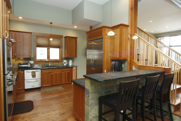 Furniture,Appealing Compelling Open Kitchen Floor Plan Design Inspiration With Charming Corner Kitchen And Beautiful Brown Wood Kitchen Cabinet Also Cool Black Wood Bar Stools Plus Wonderful Ceiling Light On White Plafond ,Awesome Open Kitchen Floor Plans Design