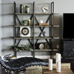 Apartments,Splendid White Wall Paint Bachelor Apartment Design Ideas With Gorgeous Entertainment Tv And Comfortable Black Leather Lounge Chair Plus Nice Braided Jute Rug Also Vintage Open Shelves,Exceptional Bachelor Apartment Designs
