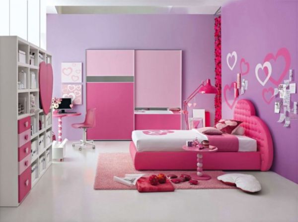 Bedroom,Pretty Purple Wall Paint Ikea Bedroom Closet Design Inspiration With Adorable Pink Bed Frame On Combined Soft White Bed Sheet And Beautiful Pink Heart Shaped Headboard Also Cute Pink Desk Plus Comfortable Wheels Pink Chair,Trendy Furniture Ikea Bedroom Closets