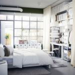 Bedroom,Breathtaking Small Space Ikea Bedroom Closet Design With Gorgeous White Wood Bed Frame On Combined Comfortable White Bed Sheet And Nice White Wood Nightstand Table Also Soft Large White Curtains,Trendy Furniture Ikea Bedroom Closets