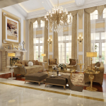 Furniture,Adorable Large Space Sitting Room Design Ideas With Gorgeous Grey Fabric Sofas On Combined Soft Brown Pillows And Beautiful Large Glass Windows Plus Nice Beige Curtains Also Stunning Fire Pit ,Some Fancy Sitting Rooms