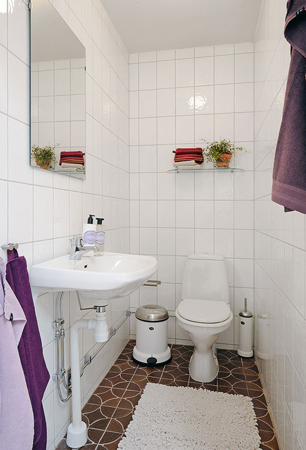 Apartments,Awesome Bathroom Design For Apartement With Stylish White Ceramic Sink And Nice Square Glass Mirror On Combined White Ceramic Wall Also Comfortable White Ceramic Closet,Gorgeous Small Space Bathroom Designs For Apartments