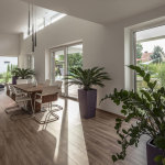 Interior,Very Small Dining Room Suburban House Indoor Plant Decoration Ideas With Comfortable White Leather Chairs And Cozy Black Leather Lounge Chair Also Fabulous Hardwood Tile Floor,Indoor Plant Decoration Ideas