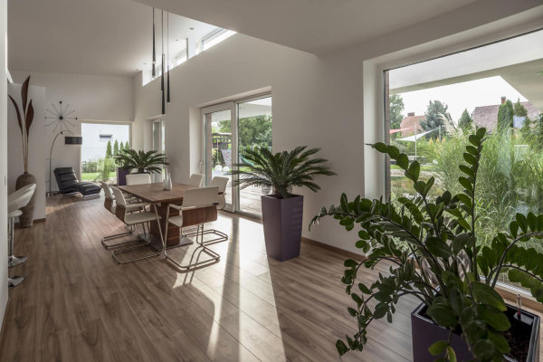 Interior,Very Small Dining Room Suburban House Indoor Plant Decoration Ideas With Comfortable White Leather Chairs And Cozy Black Leather Lounge Chair Also Fabulous Hardwood Tile Floor,Indoor Plant Decoration Ideas