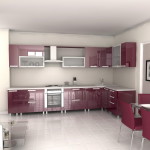 Furniture,Cool Stylish Kitchen Interior Design Ideas With Adorable Puple Glossy Kitchen Cabinet On Combined Nice White Countertop And Beautiful Floating Purple Glossy Kitchen Cabinet Also Comfortable Purple Chair Plus Cute Glass Dining Table Using Gorgeous White Ceramic Tile Floor,Best Interior Design Ideas To Your Home