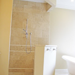 Bathroom,Fancy White Ceiling Wall Light Design Ideas With Awesome White Ceramic Free Standing Bathtub And Cool Cream Granite Tile Floor Also Gorgeous White Plafond Bath Lights Plus Modern Chrome Head Shower,Classic Wall Lights Inside Bathroom