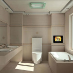 Bathroom,Romantic White Themed Bathroom Design Ideas With Charming Built In Bathtub And Comfortable Height White Ceramic Latrine Also Cool Floating Bathroom Vanity On Combined Wonderful Undermount Trough Sink Bathrooms Plus Picturesque White Window Frame,Fresh And Clean Bathroom Designs Modern