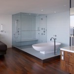 Bathroom,New Model Large Space Bathroom Design Ideas With Gorgeous White Ceramic Freestanding Bathtub Plus Cool Stainless Freestanding Bathtub Faucet And Wonderful Corner Shower Enclosures Also Gorgeous White Wall Paint,Fresh And Clean Bathroom Designs Modern
