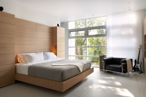 Bedroom,Elegance Traditional Contemporary Bedroom Design Ideas With Soft White Mattress On Combined Fabric Gray Blanket And Extra Large Wood Headboard Also Pleasant Black Leather Chair,Relaxed Plan Contemporary Bedroom