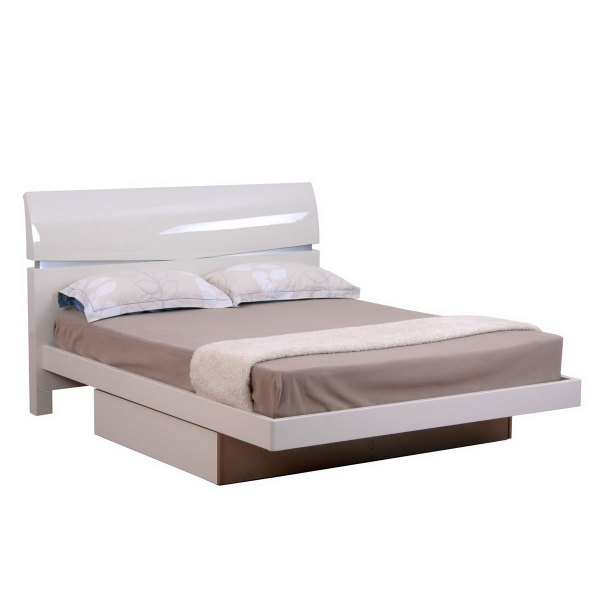 Bedroom,Cheap And Comfortable Floating Bed Design Ideas With Stylish Trundle Bed On Combined Broken White Bed Frame And Soft Brown Mattress Also Cozy Wood Headboard,Pleasured Floating Bed Ideas