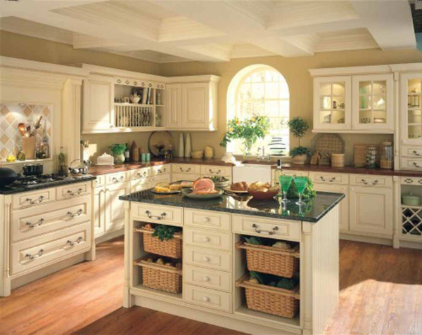 Furniture,Contemporary Beige Wall Paint Kitchen Island Design Ideas With Beautiful White Black Kitchen Island Plus Wonderful Open Storage Shelves On Combined Trendy Bright Wood Floor And Cool White Wood Kitchen Cabinet Also Stunning Clear Glass Door Floating Kitchen Cabinet,Modern Kitchen Island Designs
