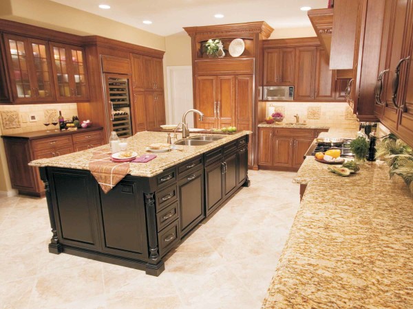 Furniture,Amazing Large Space Design Of Kitchen Island With Stunning Brown Wood Freestanding Kitchen Cabinet Plus Cool Clear Glass Door Floating Kitchen Cabinet And Wonderful Black Wood Kitchen Island Combined Nice Cream Marble Countertop Also Adorable Cream Ceramic Tile Floor,Best Classic Designs Of Kitchen Islands