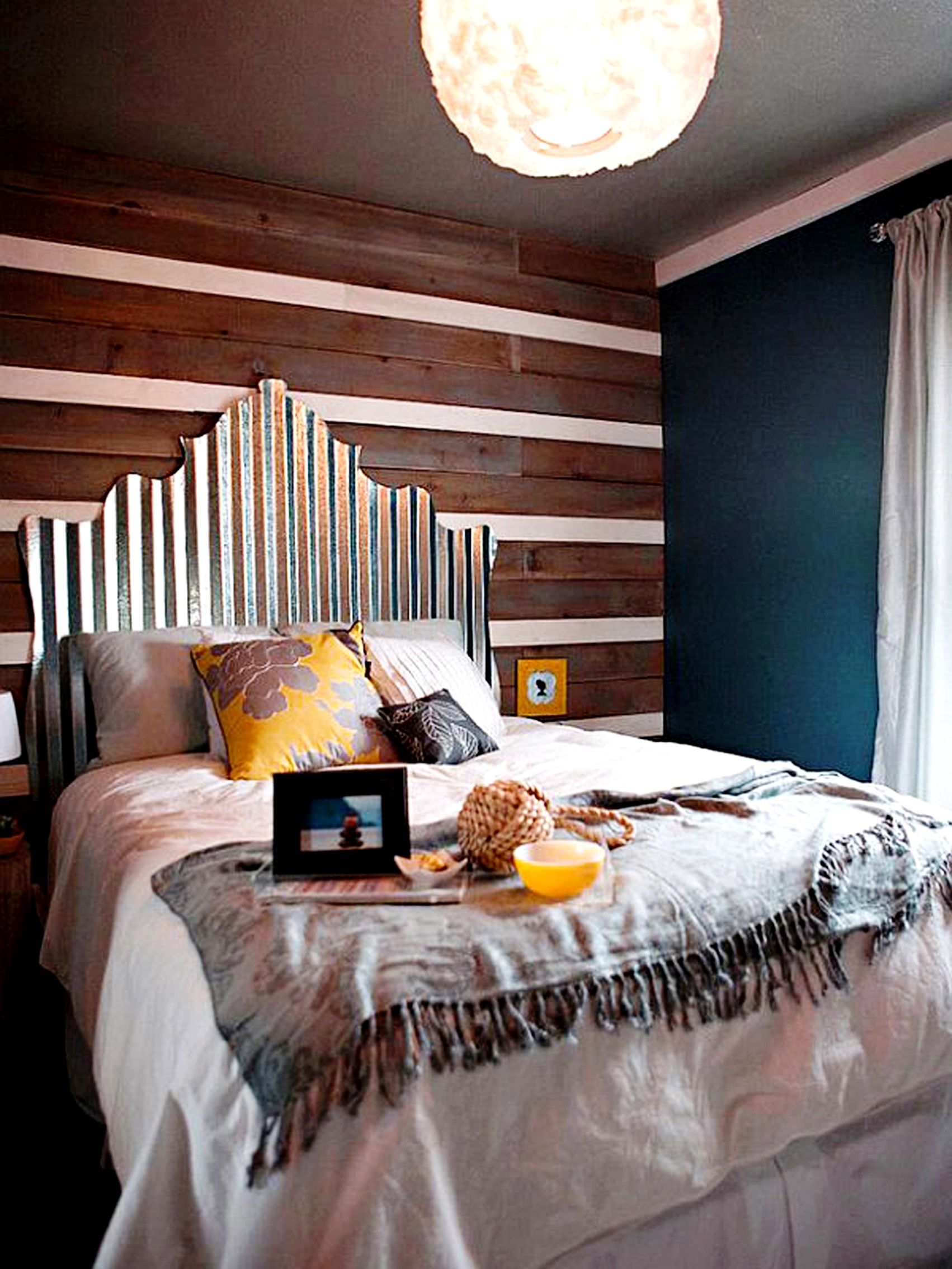 Bedroom,Unique Brown White Wooden Wall Model Bedroom Paint Ideas With Extraordinary Silver Headboard And Comfortable White Fabric Bed Cover Also Gorgeous Cream Hanging Lamp,11 Bedroom Paint Ideas Trends In 2015 You Must See