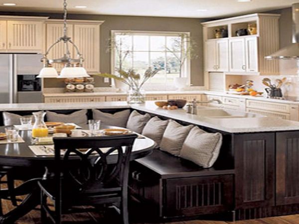 Furniture,Impressive Small Space Kitchen Island Design Ideas With Beautiful Slide In Range And Gorgerous Black Round Dining Table Plus Cozy Black Wood Dining Chairs Also Wonderful White Wood Kitchen Cabinet,Modern Kitchen Island Designs