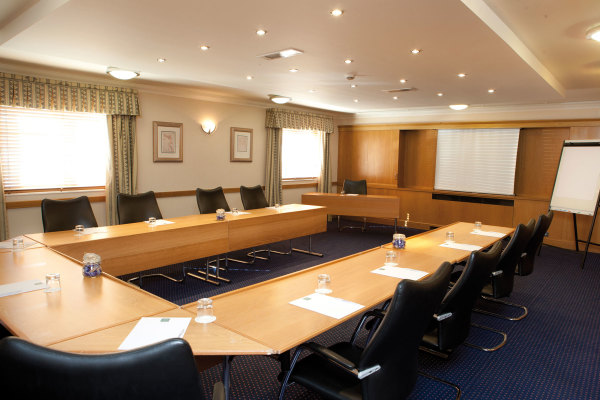 Furniture,Fancy Large Space Conference Table Design Ideas With Charming Curved Conference Table In Beautiful Bright Brown Color And Comfortable Black Leather Office Chairs And Nice Whiteboard Also Beautiful Glass Windows On Combined Cute White Blinds ,Cool Conference Table Designs For Modern Office