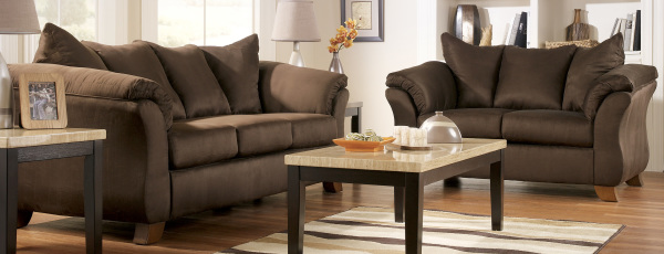 Furniture,Comfortable Sofas For Small Living Room Design Inspiration With Soft Two Sofa On Combined Nice Fabric Material In Brown Color And Beautiful Cream Brown Coffe Table Also Cool Brown Mixed Cream Rug Plus Wonderful Brown Wood Floor,The Most Convenient Sofas For Small Living Rooms