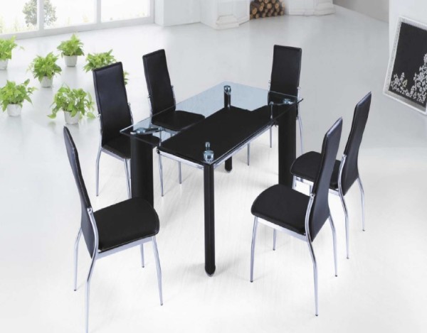 Dining Room,Dazzling Large Space Designer Dining Table With Stunning Black Glass Dining Table Plus Nice Black Legs And Comfortable Height Black Dining Chairs Also Beautiful White Potted Plants,Will Make The Eyes Entranced Designer Dining Tables Latest