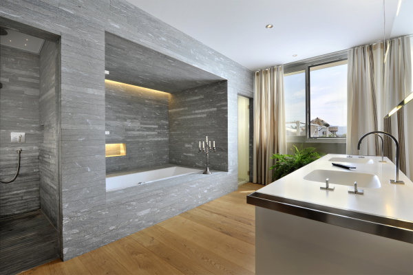 Bathroom,Exquisite Small Space Bath Design Inspiration With Beautiful White Countertop Plus Nice Bathroom Vessel Sink And Comfortable Built In Bathtub Also Gorgeous Glass Windows On Combined Soft Cream Curtains ,Admirable Bath Designs To Your Bathroom 