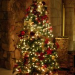 Furniture,Picturesque Xmas Tree Design Inspiration With Beautiful Xmas Tree Lights In Nice Cream Color And Beautiful Golden Glitterty Ball Ornament Plus Cute Red Ribbon Flowers Also Rustic Stone Wall Panels,Awesome Xmas Trees Latest For Christmas