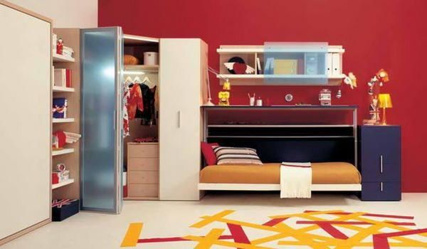 Bedroom,Enticing Red Wall Paint Tween Boy Bedroom Ideas With Charming Floating Bed And Cool Bright Wood Bookshelf Also Cool Large Wood Wardrobe ,Modern Tween Boy Bedroom Ideas