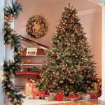 Furniture,Impressive Light Pink Wall Paint Xmas Tree Design Inspiration With Gorgeous Christmas Tree Wreath And Charming Cristmas Tree Also Soft White Rug On Combined Nice Brown Laminate Flooring,Awesome Xmas Trees Latest For Christmas