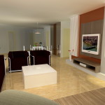 Furniture,Nice Looking Interior Design With Modern Black Single Seater Sofas And Nice Square White Table On Combined Wonderful Bright Brown Marble Floor Also Wonderful Tv Wall Units,Cool Home Interior Designs Of 2015
