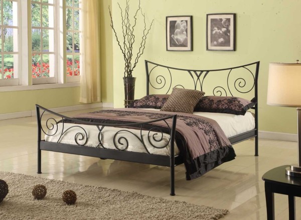 Bedroom,Adorable Black Iron Bedroom Design Ideas With Soft White Mattress On Combined Plum Satin And Headboard Also Beautiful Lime Green Wall Paint For Vinatge Concept,Contemporary Iron Bedroom Design