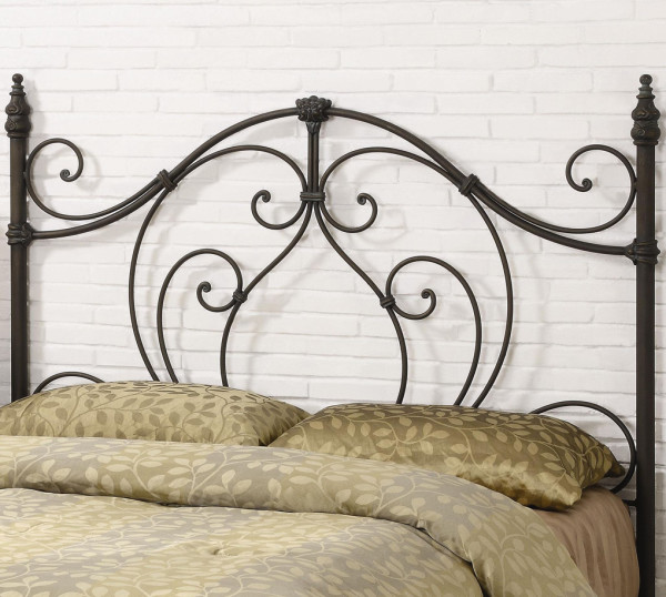 Bedroom,Extraordinary Headboard Decoration With Stunning Black Coaster Iron Headboard And Beautiful Light Brown Leaf Ornament Bed Cover Also Splendid White Wall Paint,Comfortable Bed With Headboard Designs