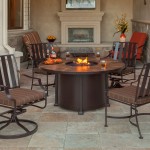 Exterior,Luxury Ow Lee Fire Pit Collection With Style Casual Fireside Santorini Wrought Iron 54 Round And Comfortable Iron Chairs,Warmth In Your Outdoor Style Ow Lee Fire Pit Collection