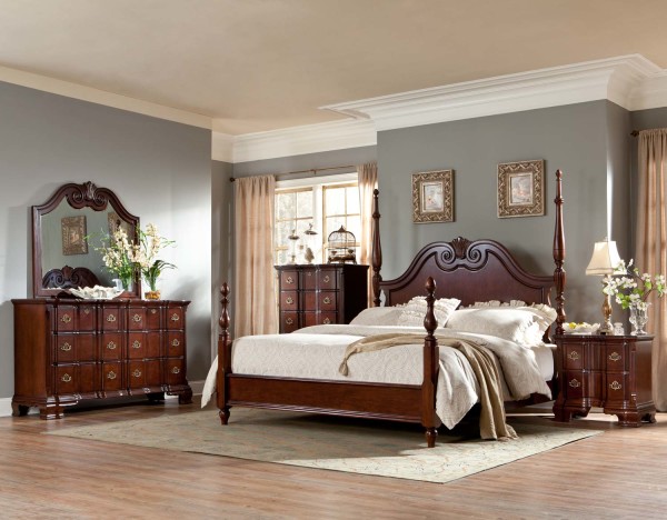 Bedroom,Elegant Homelegance Furniture Store With Cool Wood Bed Frame And Cozy Headboard On Combined Soft Mattres Also Cool Stylish Wood Make Up Table,Antique Bedroom Collection In The Homelegance Furniture Store 