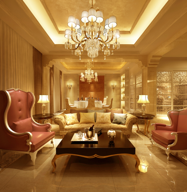 Furniture,Cool Amazing Open Plan Sitting Room Design Ideas With Charming Height Single Seater Sofa In Soft Pink Color And Adorable Black Coffe Table On Combined Elegant Cream Glossy Ceramic Tile Floor Also Cool Oversized Chandelier Plus Comfortable Cream Pattern Sofa ,Some Fancy Sitting Rooms
