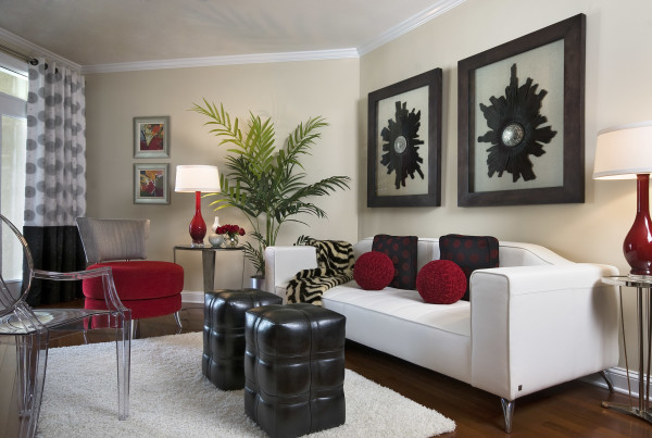 Apartments,Admirable Small Space Furniture For Apartment Decoration With Amazing White Leather Sleeper Sofa And Nice White Transparent Acrylic Chair Plus Cool Black Leather Ottomans On Combined Soft White Fur Rug Also Beautiful Black Wood Picture Frames On The Broken White Wall,Cheap Furniture For Apartments Decoration Modern