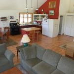 Furniture,Dazzling Brown Wood Open Kitchen Floor Plan Design Inspiration With Stylish Corner Kitchen And Charming Small Brown Brown Kitchen Island Also Comfortable Gray Fabric Three Seater Sofa Plus Soft Gray Fabric Single Seater Sofa,Awesome Open Kitchen Floor Plans Design