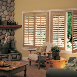Living Room,Cool Amazing Plantation Faux Wood Blind Decoration With Nice Wood Chair And Stylish Wood Table Also Cool Backyard Fire Pit For Vintage Concept,Plantation Faux Wood Blinds For Your Living Room