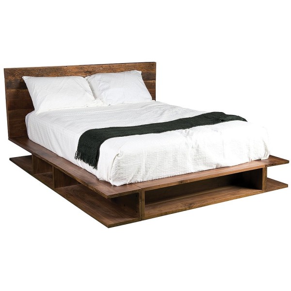 Bedroom,Cool Amazing Bonnie Natural Wood Furnish Platform Bed Design Ideas With Cool Bookcase Under Bed And Romantic White Mattress On Combined Soft White Pillow Also Cozy Headboard,Cool Platform Bed Design