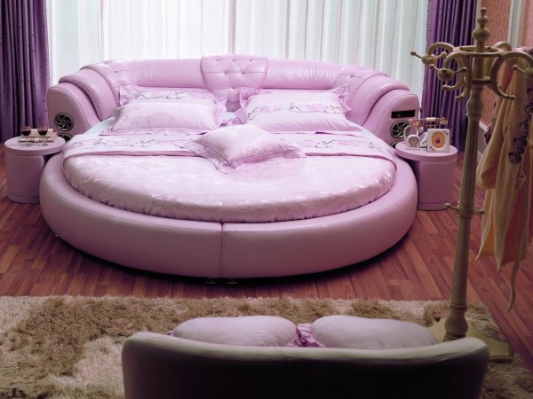 Bedroom,Stunning Teenage Bedroom Ideas Boy Design With Classy Rounded Purple Cool Beds And Stylish Wing Tufted Headboard On Brown Wood Floors As Well As White Sliding Curtain,Extraordinary Teenage Bedroom Ideas Boys For Modern Concept