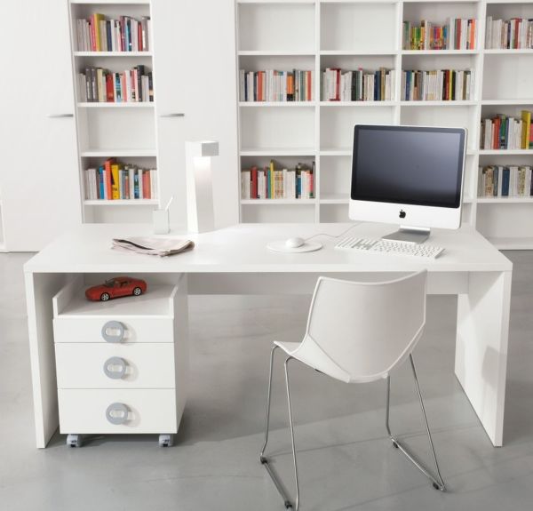 Furniture,Fancy White Themed Top Office Design Ideas With Beautiful White Office Desk Plus Cool White Chair And Adorable White Storage Cabinet Also Gorgeous White Large Bookcase For Luxurious Concept,Pleasant And Comfortable Top Office Designs