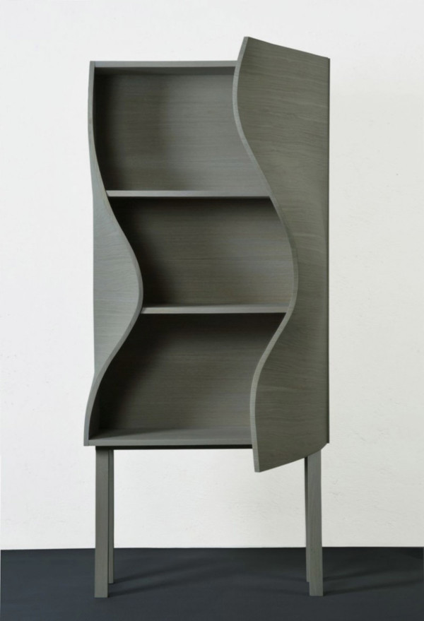 Furniture,Beautiful White Wall Paint With Unique Cabinet Door Design Ideas And Stylish Curved Door In Nice Gray Color Also Gorgeous Black Floor,Unique Cabinet Doors For Kitchen