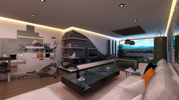 Apartments,Adorable Large Space Bachelor Apartment Design Ideas With Beautiful Cream Sofa And Cool Black Coffe Table Plus Modern Entertainment Tv Also Wonderful Open Book Shelves,Exceptional Bachelor Apartment Designs