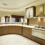 Furniture,Classic Kitchen Interior Design Inspiration With Cool Brown Wood Kitchen Cabinet On Combined Nice White Countertop And Stylish Stainless Cooker Hood Also Wonderful Floating Frosted Glass Door Kitchen Cabinet,Cool Home Interior Designs Of 2015