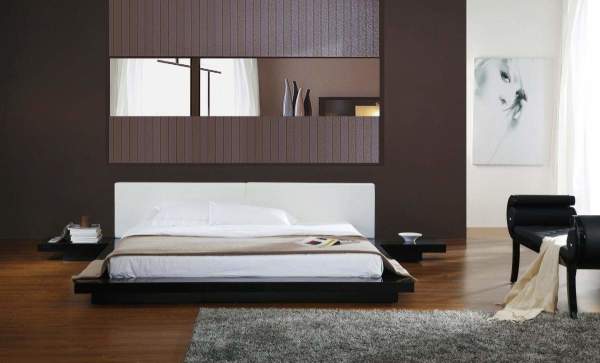 Bedroom,Picturesque Low Bed Frame Design Inspirations With Amazing Black Low Profile Bed Frame On Combined White Mattress And Soft Gray Synthetic Rug Also Contemporary Wood Floor,Sightly Low Beds Design