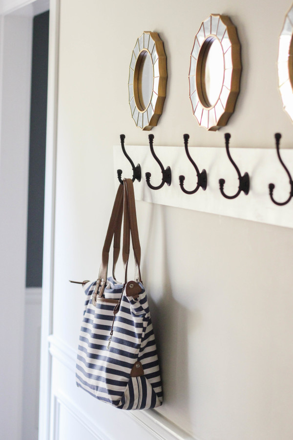 Furniture,Unusual Cream Wall Paint Coat Rack Plan Design Ideas With Amazing White Wood Wall Coat Rack And Cool Black Iron Hooks Also Unique Round Wall Mirrors,Creative And Beautiful Wall Coat Rack Plans In Home