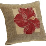 Furniture,Delightful Decorative Pillows For Couche With Soft Brentwood Panama Jacquard Chenille Knife Edge Decorative Pillow And Cute Red Hibiscus,Cute And Pretty Decorative Pillows For Couches