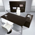 Office & Workspace,Amazing Executive Office Furniture Set Design With Charming Black Aluminum Desk On Combined Stand Lamp And Modern White Swivel Chairs Also Modern Bookcase,Smart Modern Executive Office Furniture Sets To Your Workspace