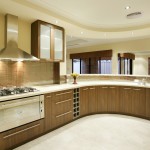 Furniture,Breathtaking Interior Design Picture With Adorable Brown Wood Curved Shape Kitchen Cabinet On Combined Nice White Marble Countertop And Beautiful Floating Clear Frosted Glass Door Kitchen Cabinet Also Gorgeous Stainless Cooker Hood Plus Trendy Cream Wall Paint,Pretentious Interior Design Pictures 2015