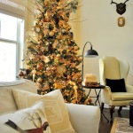 Furniture,New Model Yellow Wall Paint Christmas Tree Design Inspiration With Stylish Golgen Ball Ornaments Plus Beautiful Cream Xmas Tree Lights And Comfortable Yellow Height Single Seater Sofa Also Cool Black Iron Square Accent Table Plus Nice Black Desk Lamp For Living Room,Most Beautiful Christmas Tree